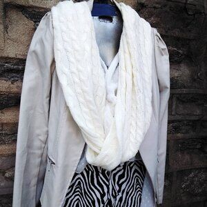 Serra Cream Cable Knit Infinity Scarf Wrap